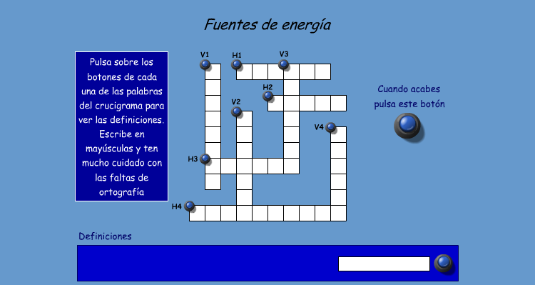 Fuentes de energía (crucigrama)